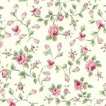 Pink rosebud floral pattern on white background